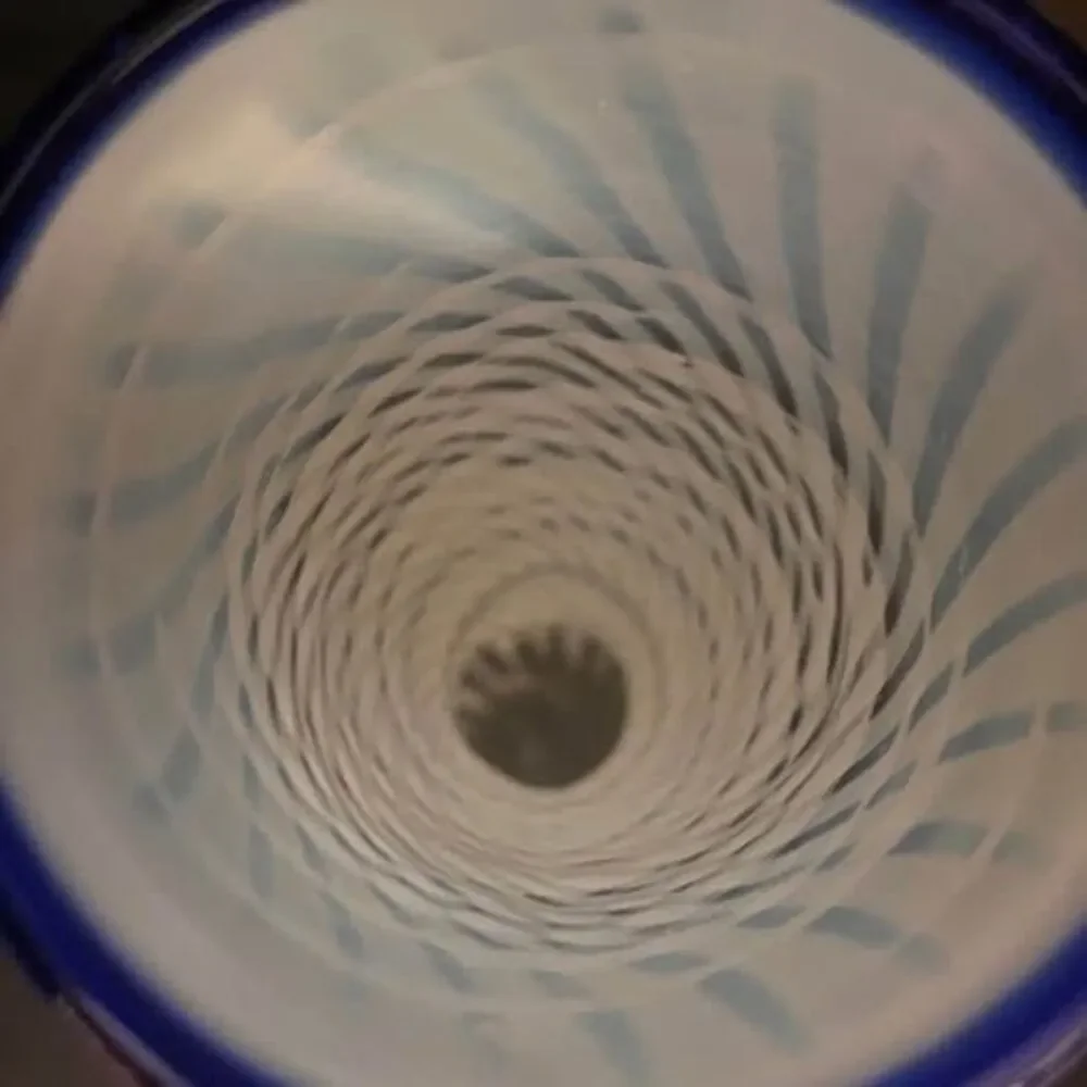 Vintage Fenton Glass Blue Ridge Crest Spiral Optic Vase - French Opalescent Swir